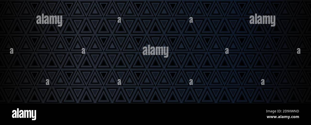 Sfondo nero scuro motivo geometrico astratto. Concetto di modalità oscura. Perfetto per banner Web e sfondo. Illustrazione vettoriale. Illustrazione Vettoriale