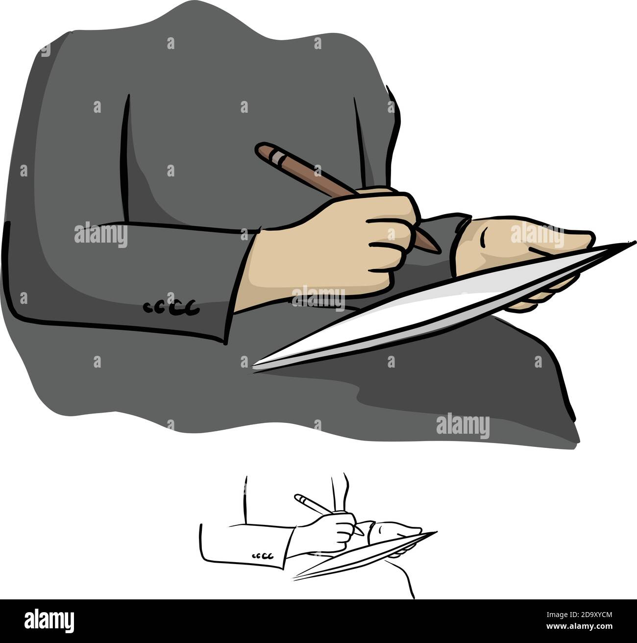 Scrittura manuale dello stilo digitale sul tablet del telefono immagine vettoriale schizzo doodle mano disegnata con linee nere isolate su bianco sfondo Illustrazione Vettoriale