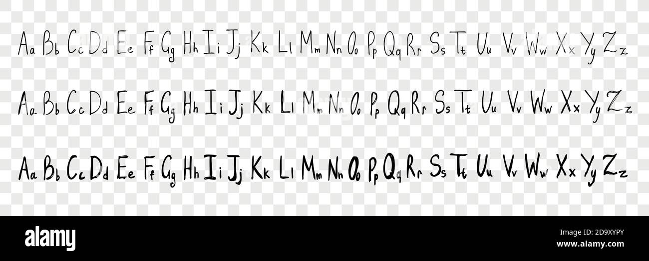 Lettere latine disegnate a mano, insieme di alfabeti Immagine e Vettoriale  - Alamy