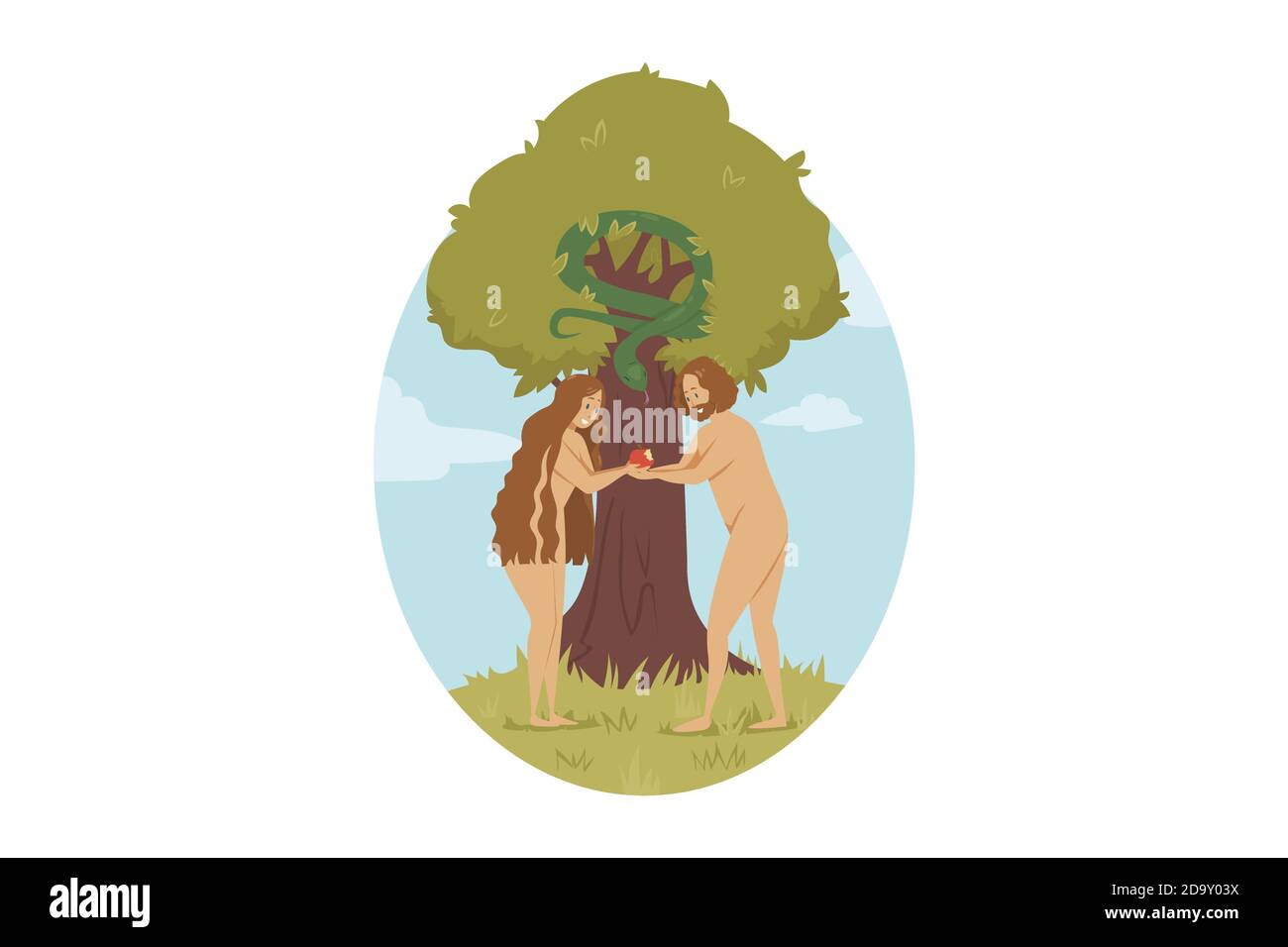 Adamo Ed Eva Avevano L'ombelico Peccato originale Immagini Vettoriali Stock - Alamy