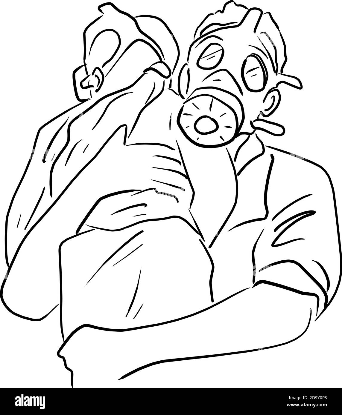 maschera antigas o respiratore verde militare per la protezione contro armi  chimiche, gas velenosi con filtri a carbone. 5459870 Arte vettoriale a  Vecteezy