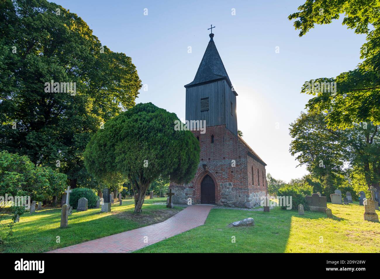 Mönchgut: chiesa nel villaggio di Groß Zicker, Ostsee (Mar Baltico), Isola di Rügen, Meclemburgo-Vorpommern, Germania Foto Stock