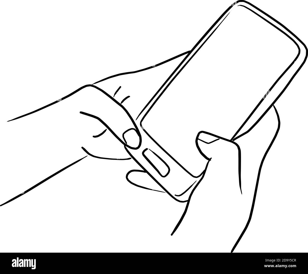 lavorazione manuale su cellulare vettore illustrazione schizzo doodle mano disegnata con linee nere isolate su sfondo bianco Illustrazione Vettoriale