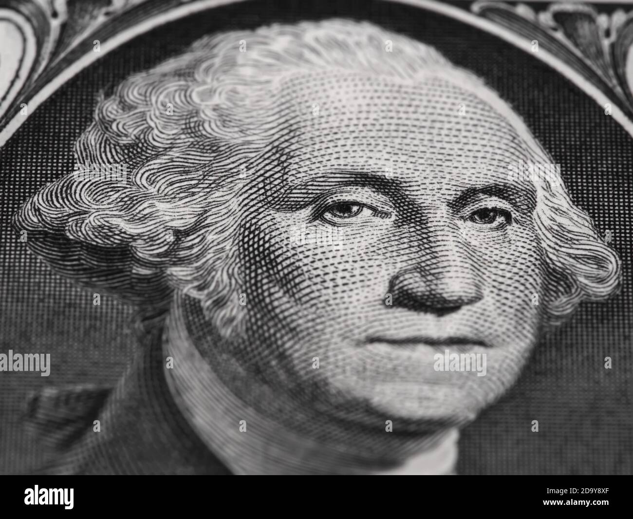 George Washington ritratto su di noi un dollaro macro, Stati Uniti denaro closeup Foto Stock