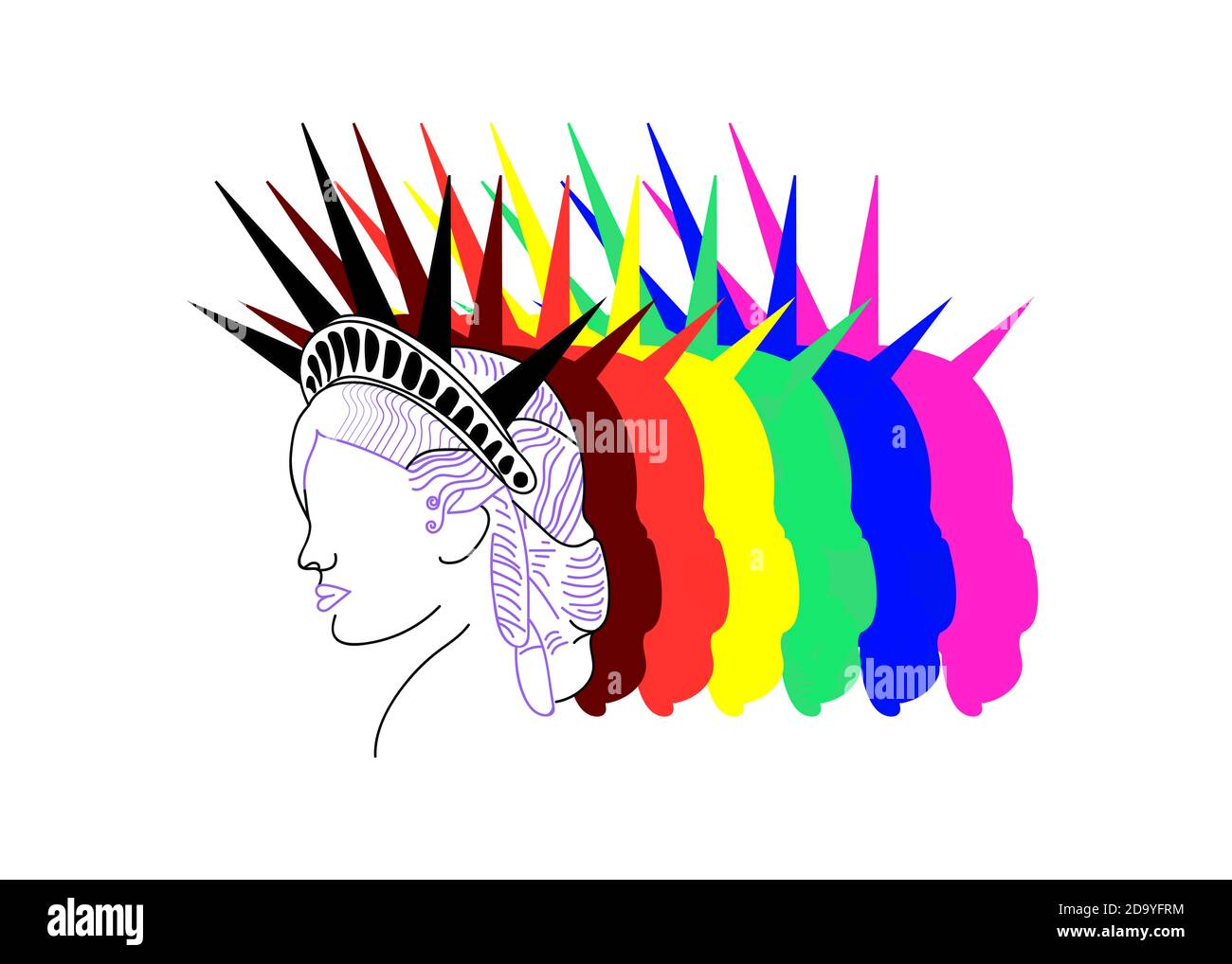 Il logo della Statua della libertà, l'illustrazione, LGBT ha cambiato i colori Foto Stock