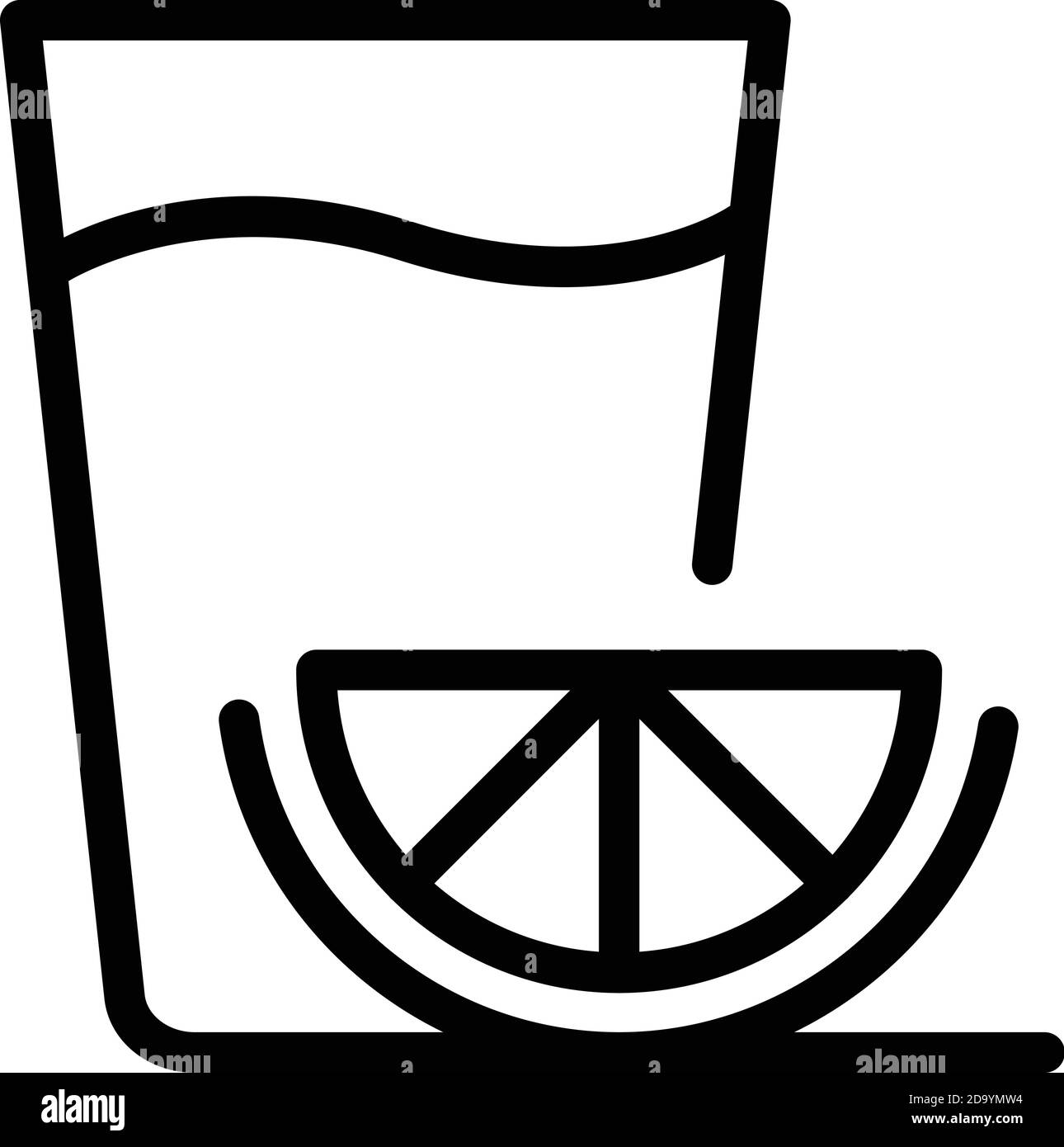 Icona acqua di limone. Contorno limone acqua vettore icona per web design isolato su sfondo bianco Illustrazione Vettoriale