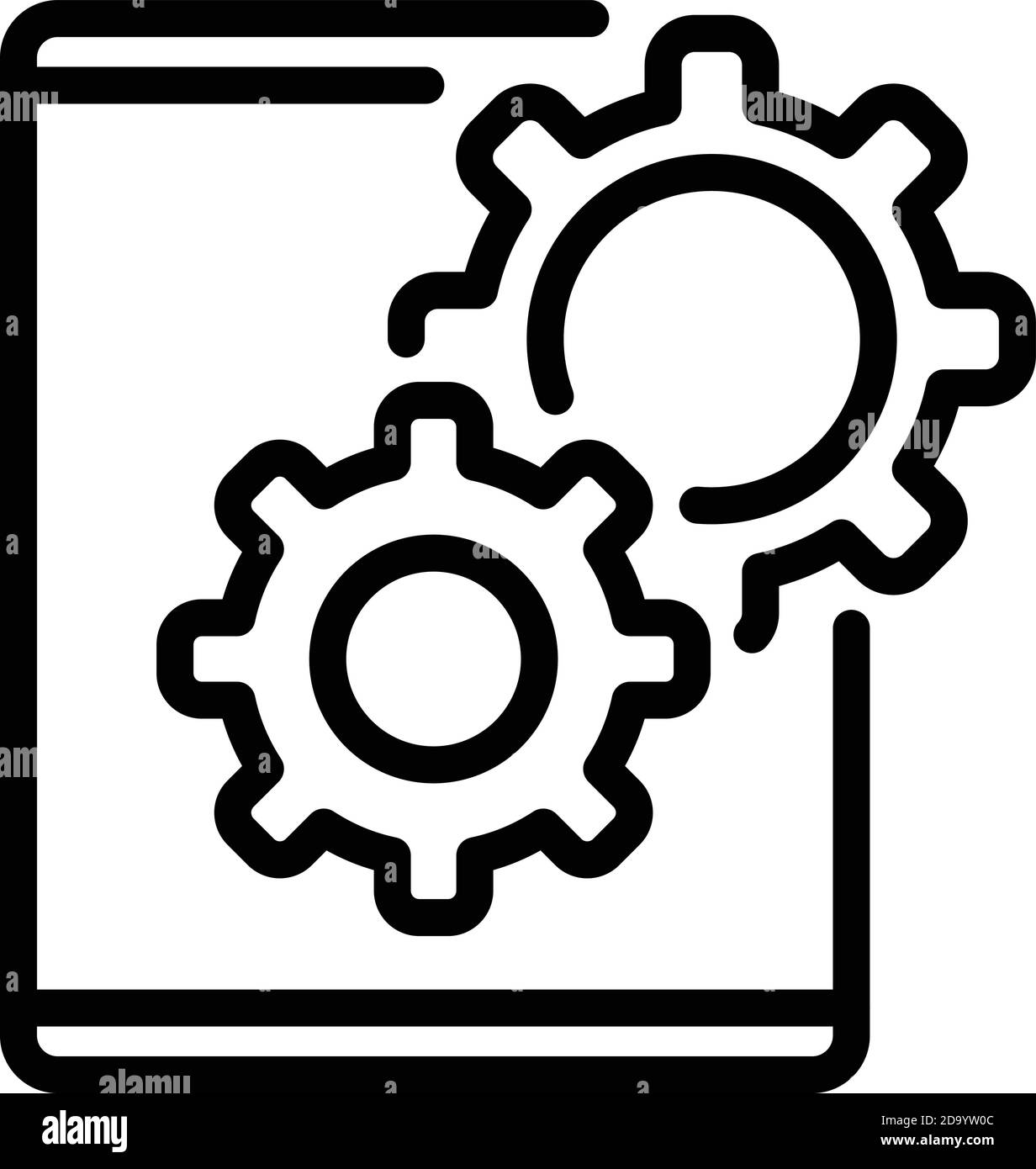 Riparare l'icona del tablet di assistenza. Icona vettoriale del servizio di riparazione del contorno per il web design isolata su sfondo bianco Illustrazione Vettoriale