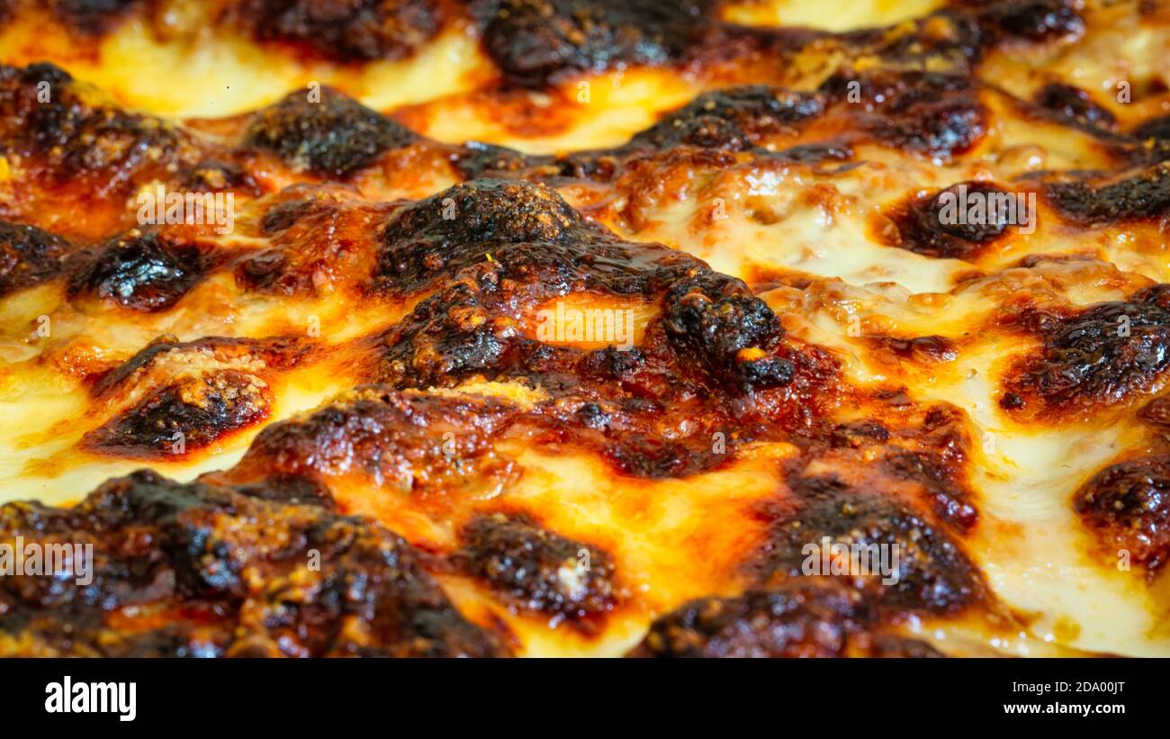 Primo piano di lasagna: Ricetta tradizionale bolognese. Foto Stock