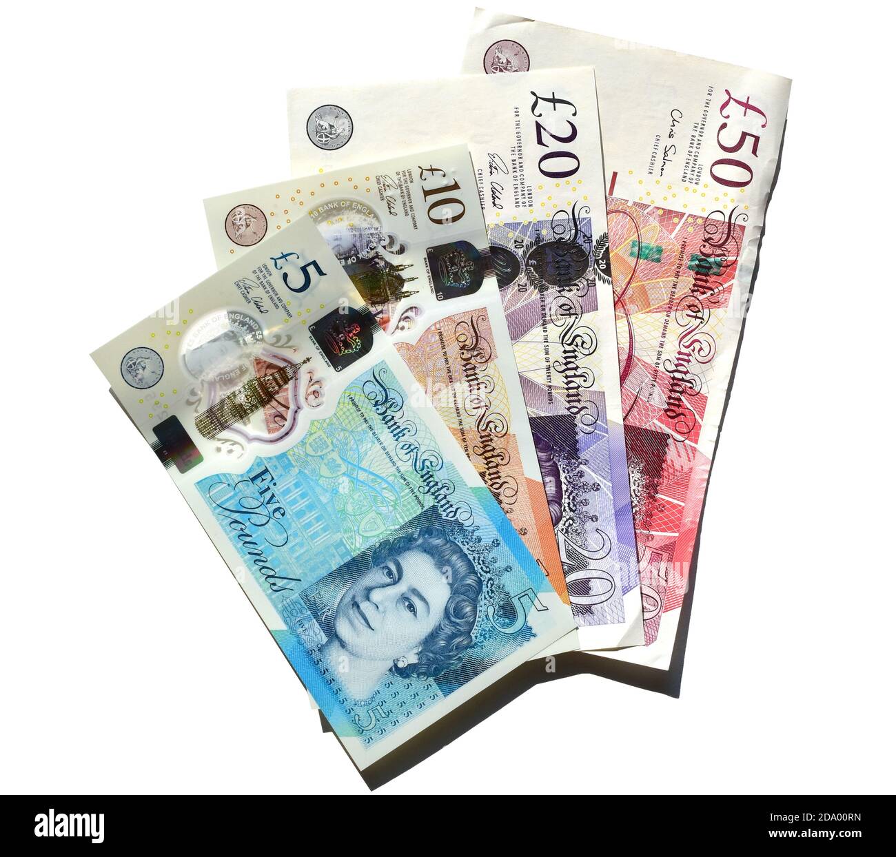 Denaro le banconote in sterline britanniche consentono di risparmiare sui guadagni delle spese Foto Stock