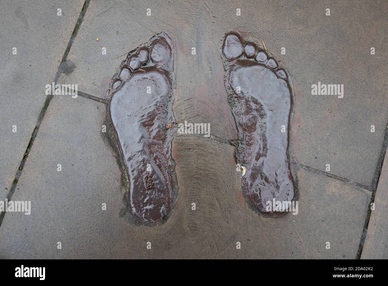 footprint nudi incorporati nel pavimento Foto Stock footprint nudi incorporati nel pavimento Foto Stock