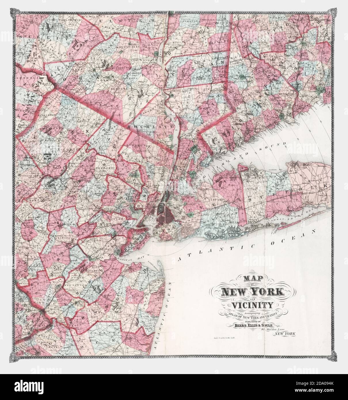 Mappa di New York e dintorni Foto Stock