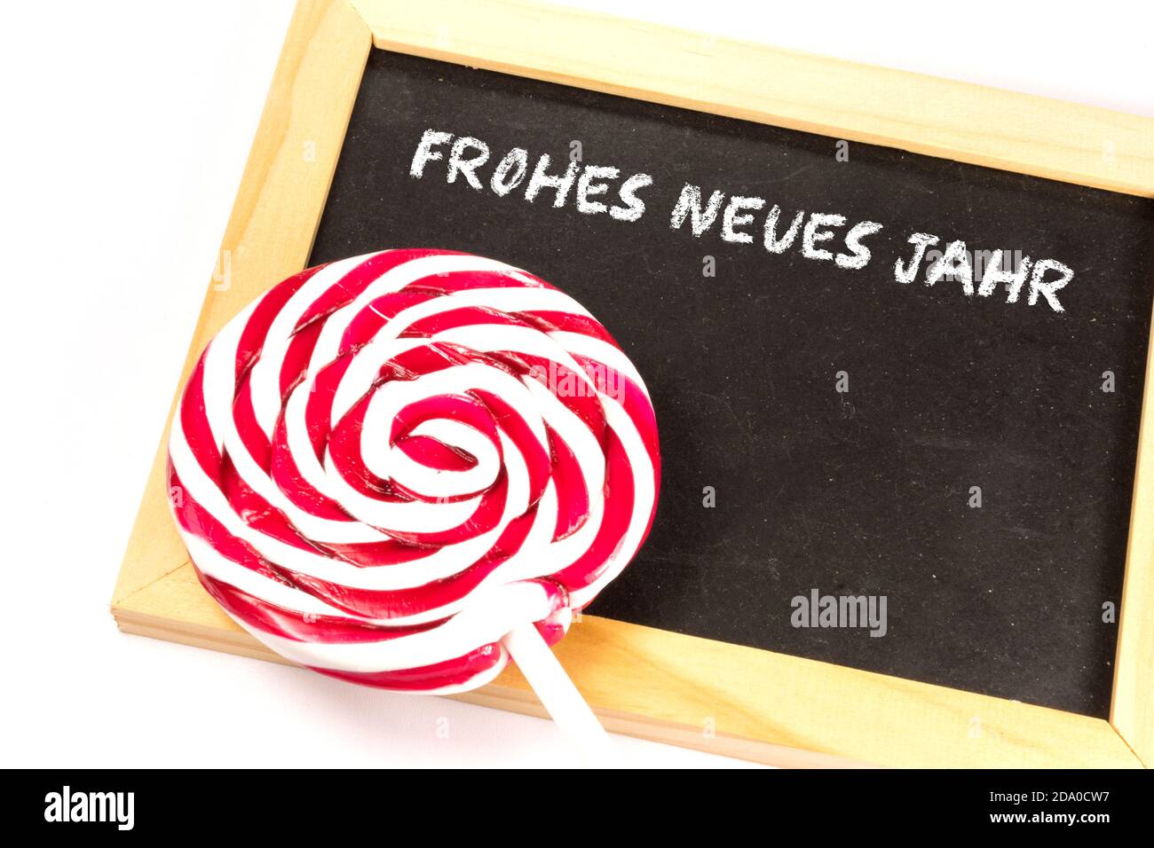 Un bordo di gesso con i desideri per la vigilia di Capodanno e. Anno nuovo Foto Stock