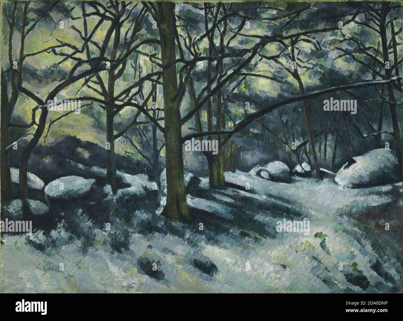 Paul Cézanne. Sciogliere la neve, Fontainebleau. 1880. Verniciatura a olio. Alta risoluzione. Foto Stock