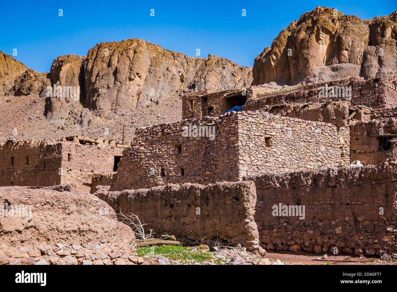 Case di Adobe. Oasi di Fint, Ouarzazate, Drâa-Tafilalet, Marocco, Africa del Nord Foto Stock