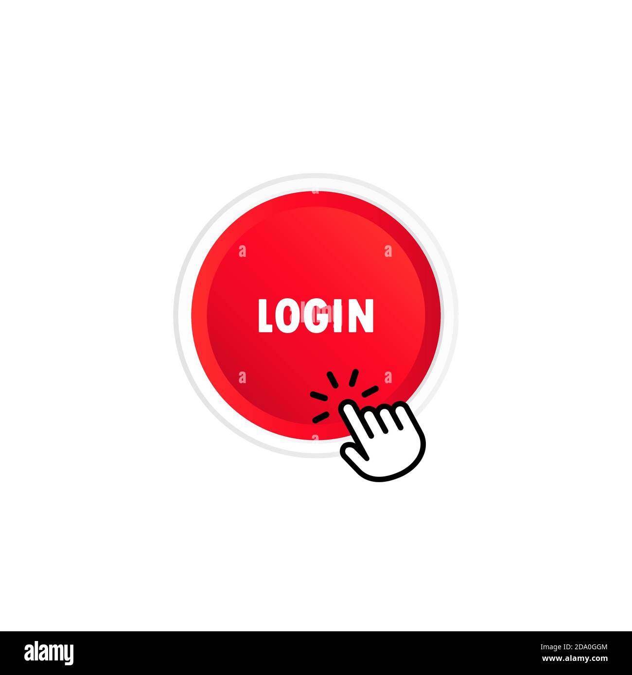 Pulsante di accesso. Per app mobili, social media. Vettore su sfondo bianco isolato. EPS 10 Illustrazione Vettoriale