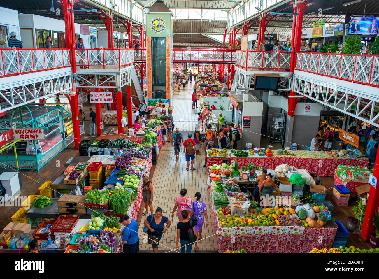 Papeete Municipal Covered Market, Papeete, Tahiti, Polinesia Francese, Tahiti Nui, Società Isole, Polinesia Francese, Sud Pacifico. Foto Stock