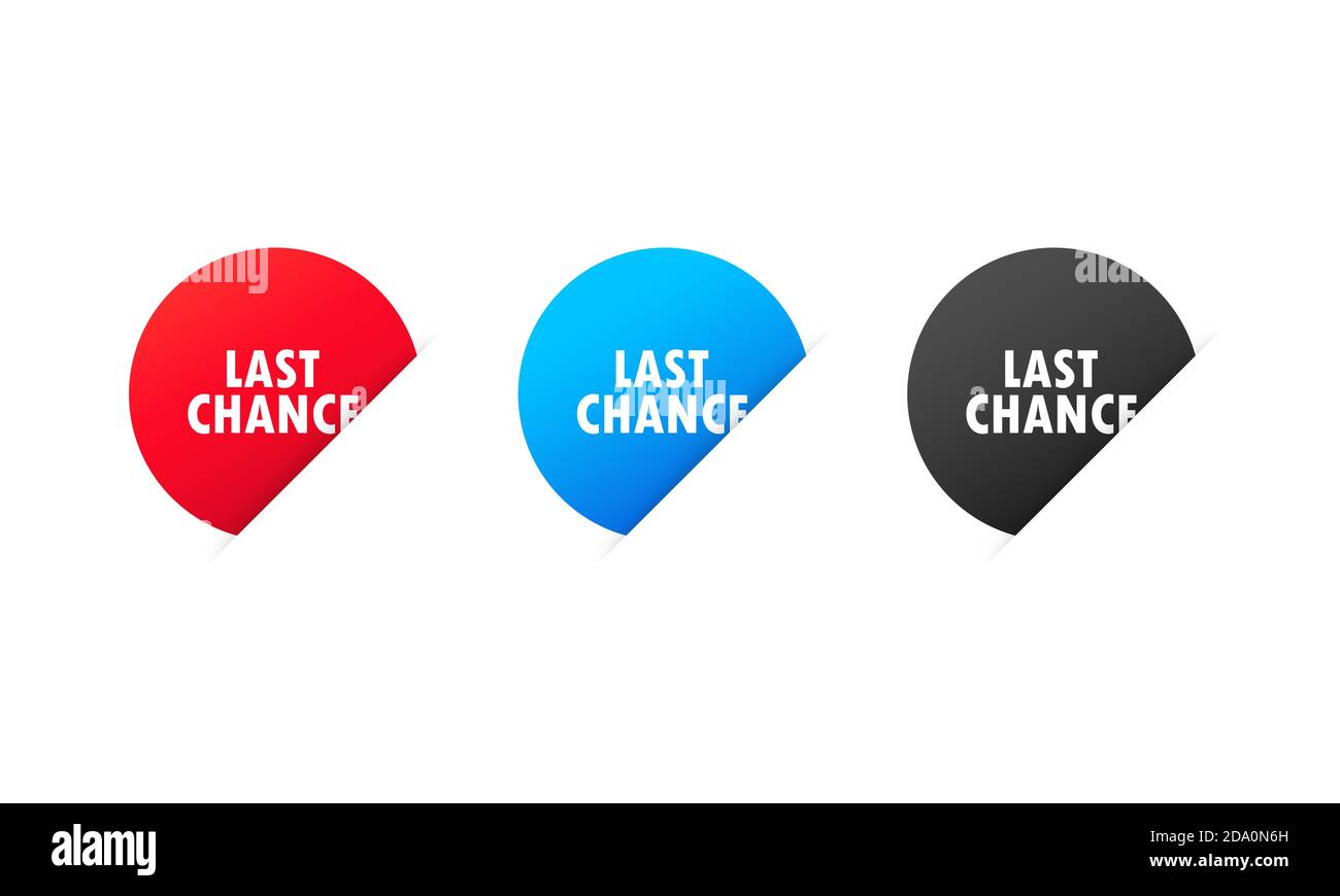 Adesivo ultima occasione. Tag di sconto per la vendita. Vettore su sfondo bianco isolato. EPS 10 Illustrazione Vettoriale