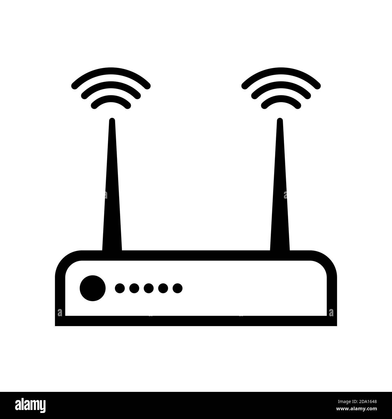 Icona del router. Simbolo del modem di rete Internet. Illustrazione vettoriale isolata in nero. Illustrazione Vettoriale