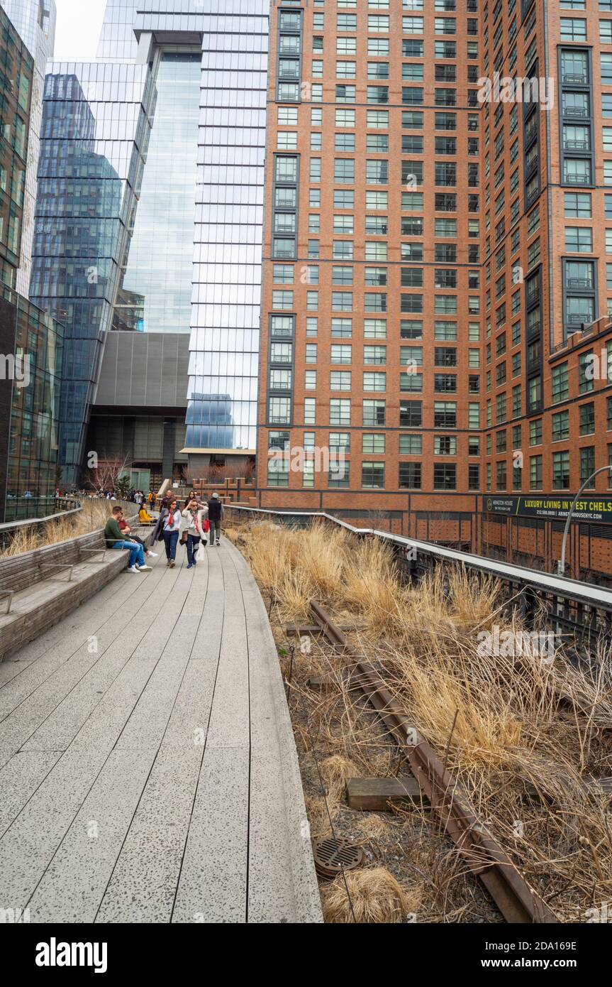 Viste dalla High Line, New York City, marzo 2019 Foto Stock