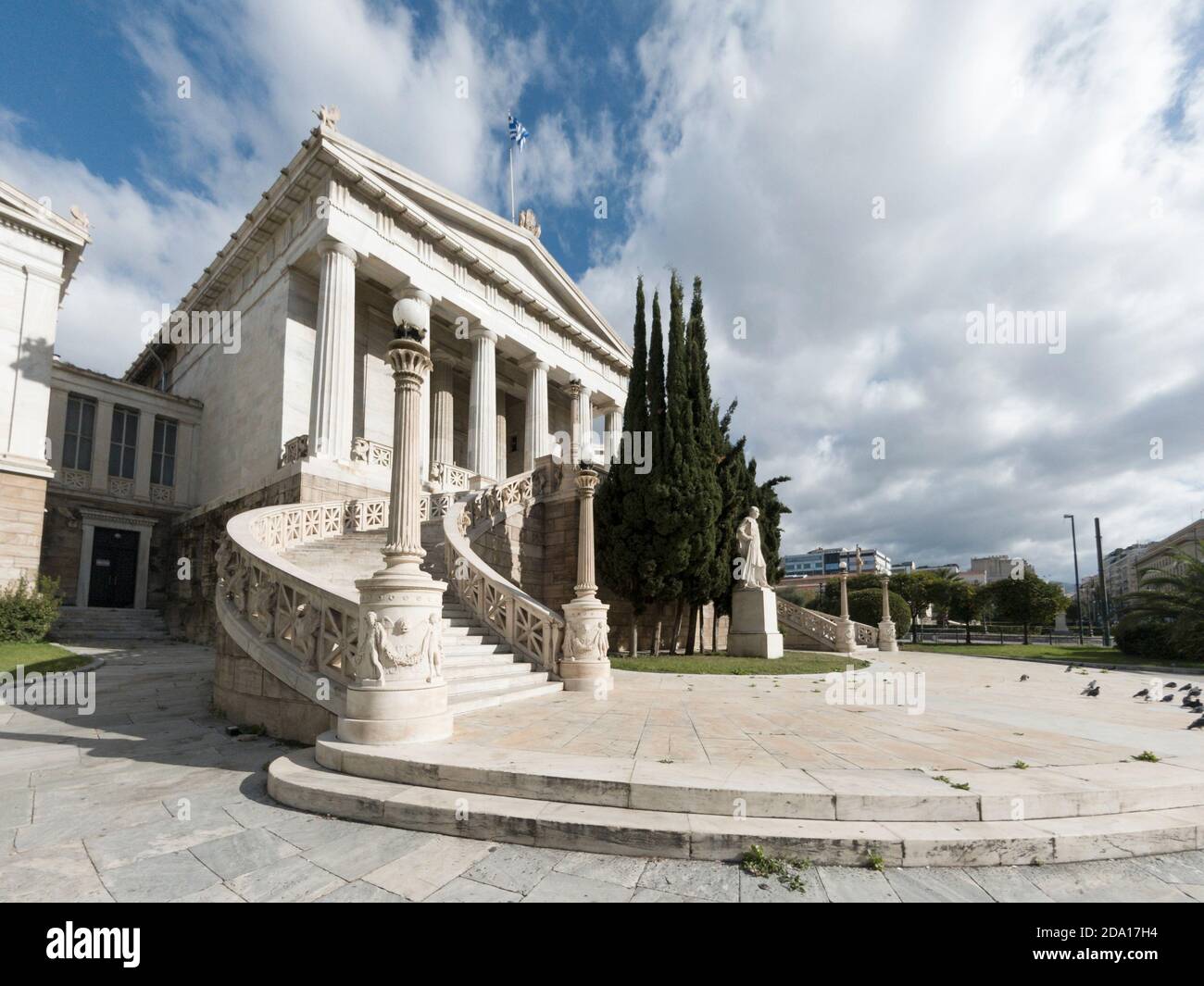 Biblioteca Nazionale di Atene, un capolavoro architettonico costruito alla fine del 1800 dagli architetti Ernst Ziller e Theo Hansen. Foto Stock