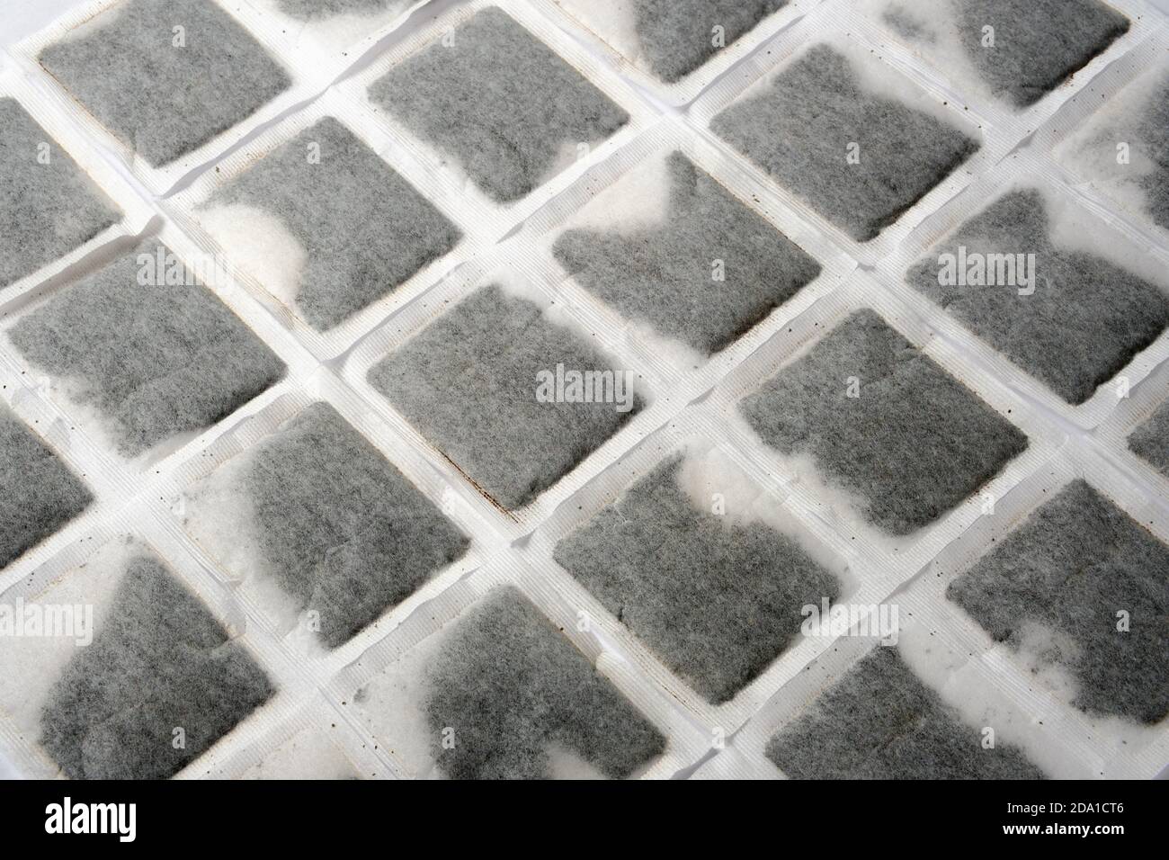 Modello inglese di bustine di tè. Più bustine di tè allineate accanto a ciascuna sulla superficie piana. Foto Stock