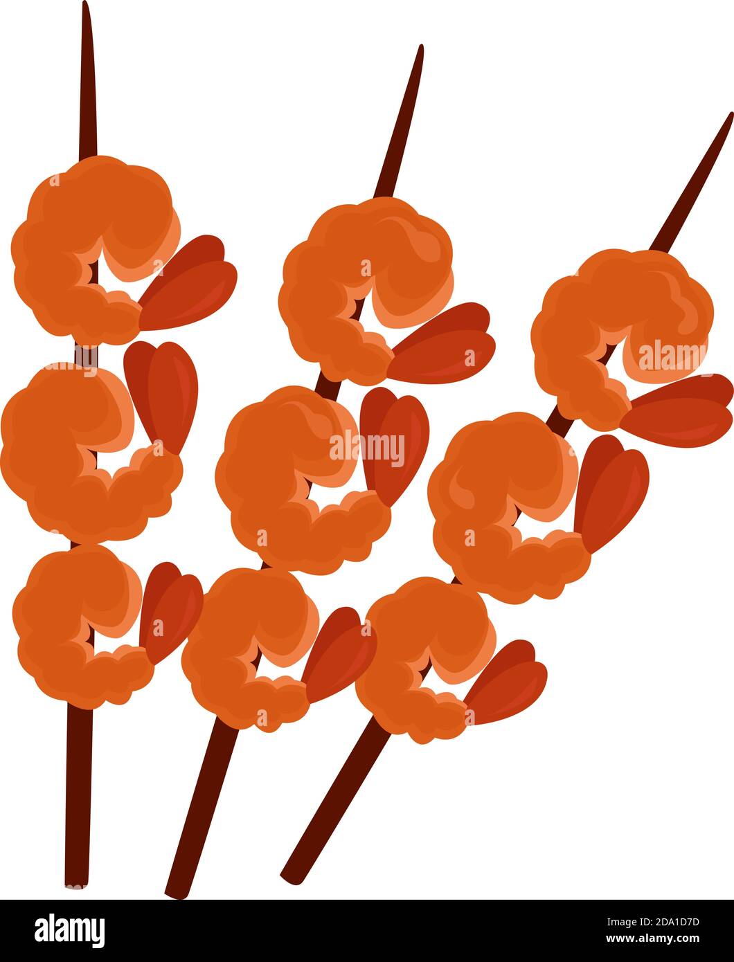 Kebab di gamberi, illustrazione, vettore su sfondo bianco. Illustrazione Vettoriale