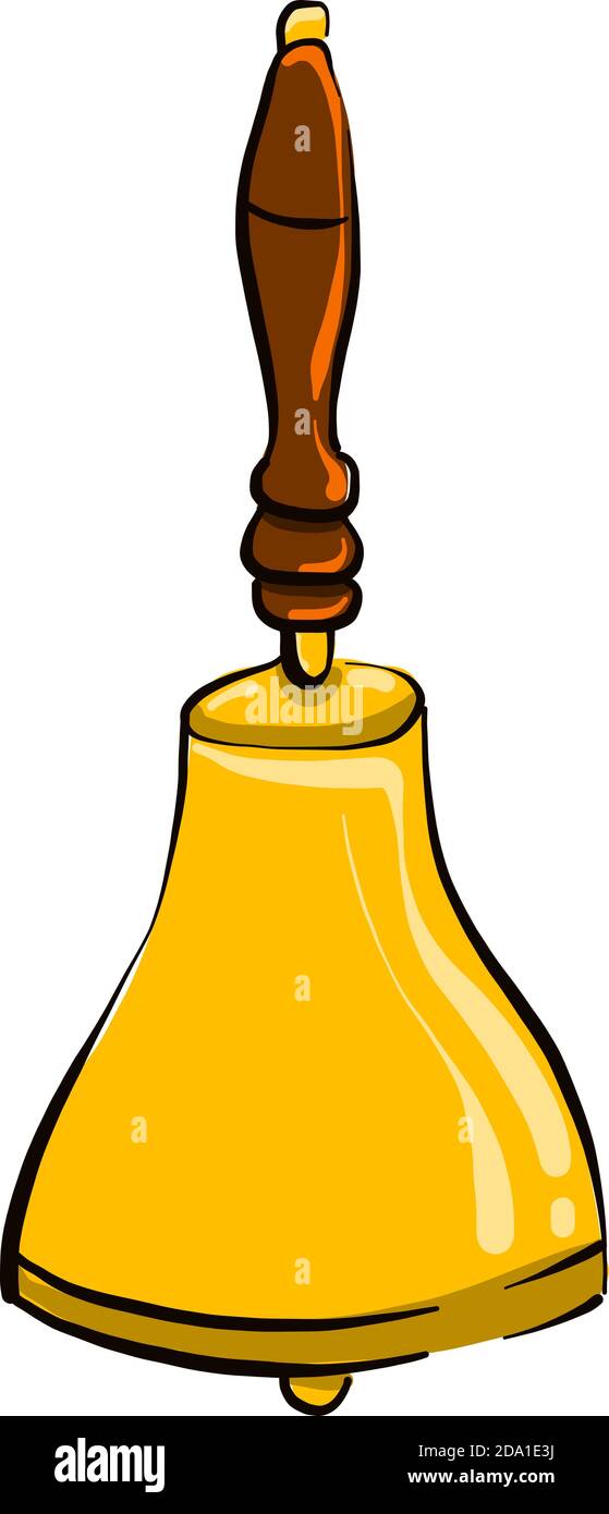 Campana Golden Hand, illustrazione, vettore su sfondo bianco Illustrazione Vettoriale