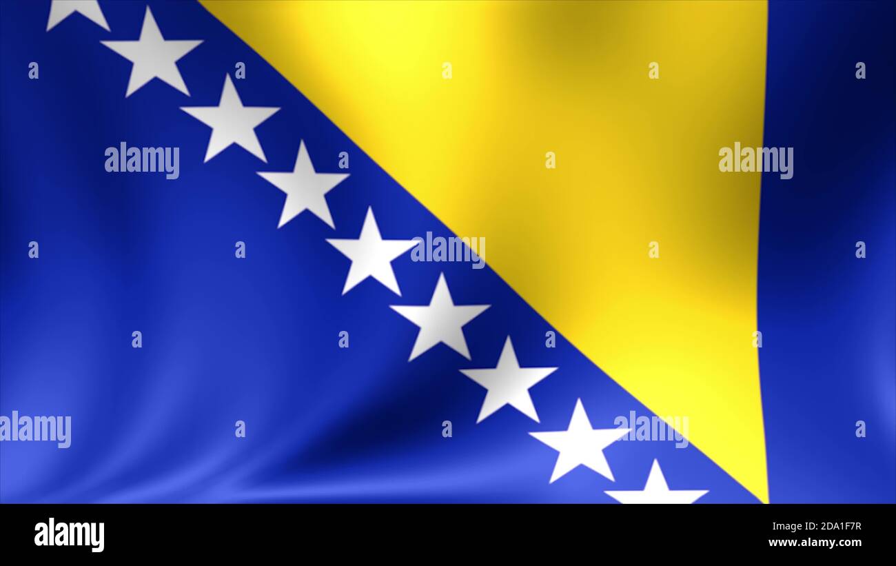 Bandiera Bosnia-Erzegovina. Animazione loop senza giunture di sfondo. Video 4K ad alta definizione. Foto Stock