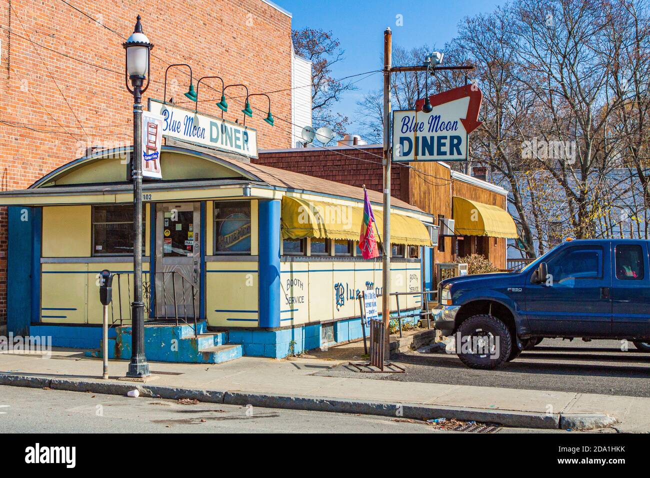 Il popolare Blue Moon Diner a Gardner, Massachusetts Foto Stock