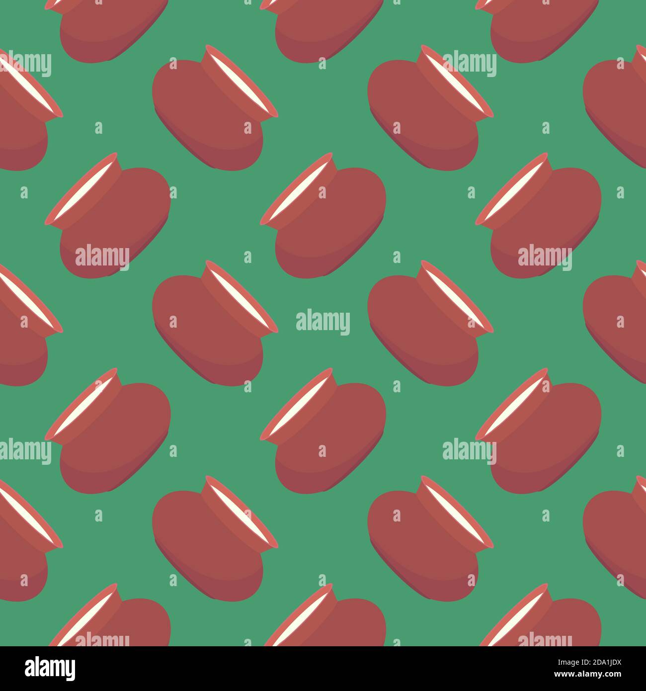 Caraffa rossa , motivo senza cuciture su sfondo verde. Illustrazione Vettoriale