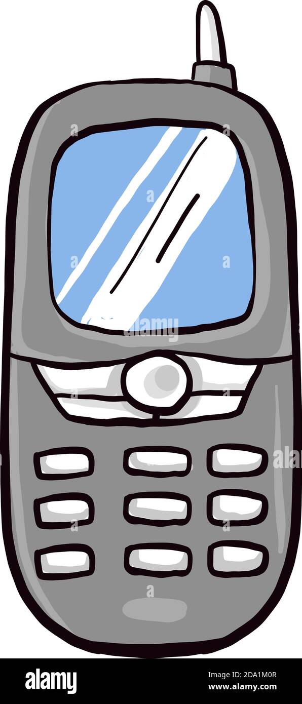 Telefono cellulare molto vecchio, illustrazione, vettore su sfondo bianco Illustrazione Vettoriale
