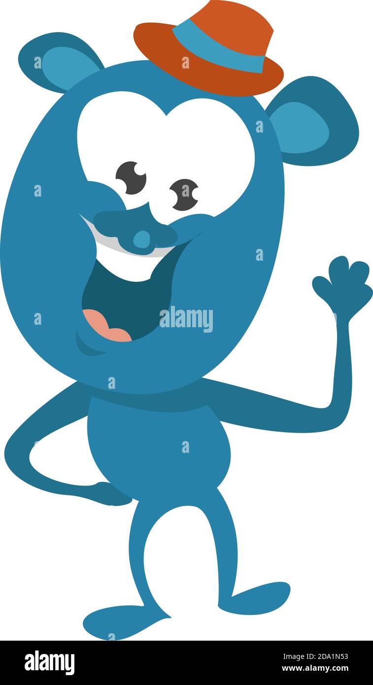 Mouse sciocco in un cappello rosso, illustrazione, vettore su sfondo bianco Illustrazione Vettoriale
