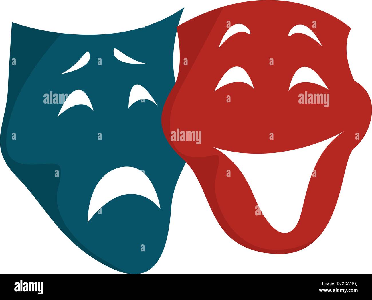 Maschere da teatro, illustrazione, vettore su sfondo bianco Illustrazione Vettoriale