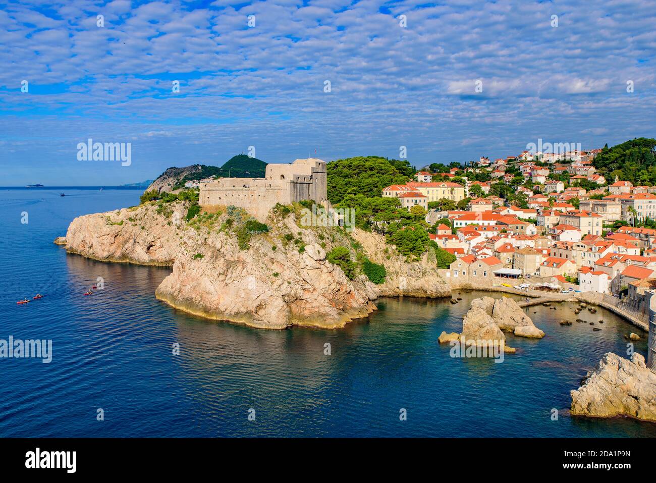Forte Lovrijenac, una fortezza vicino alla parete occidentale della città vecchia di Dubrovnik, Croazia Foto Stock