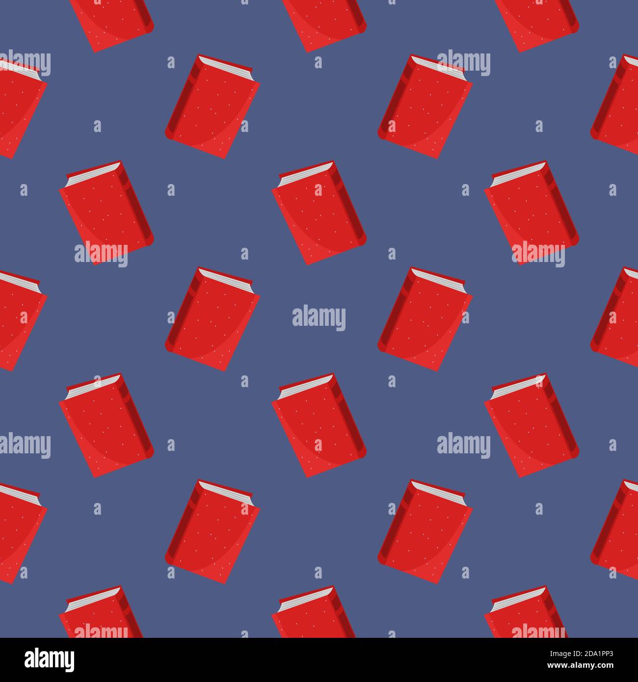 Libri rossi , motivo senza giunture su sfondo blu. Illustrazione Vettoriale