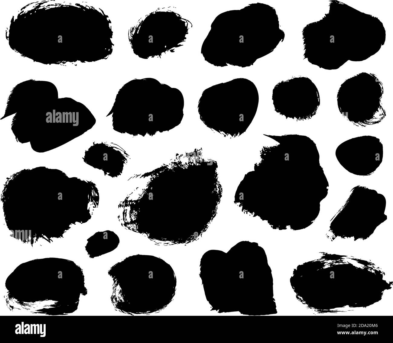 Vernice nera vettoriale, raccolta tratti pennello inchiostro. Illustrazione Vettoriale