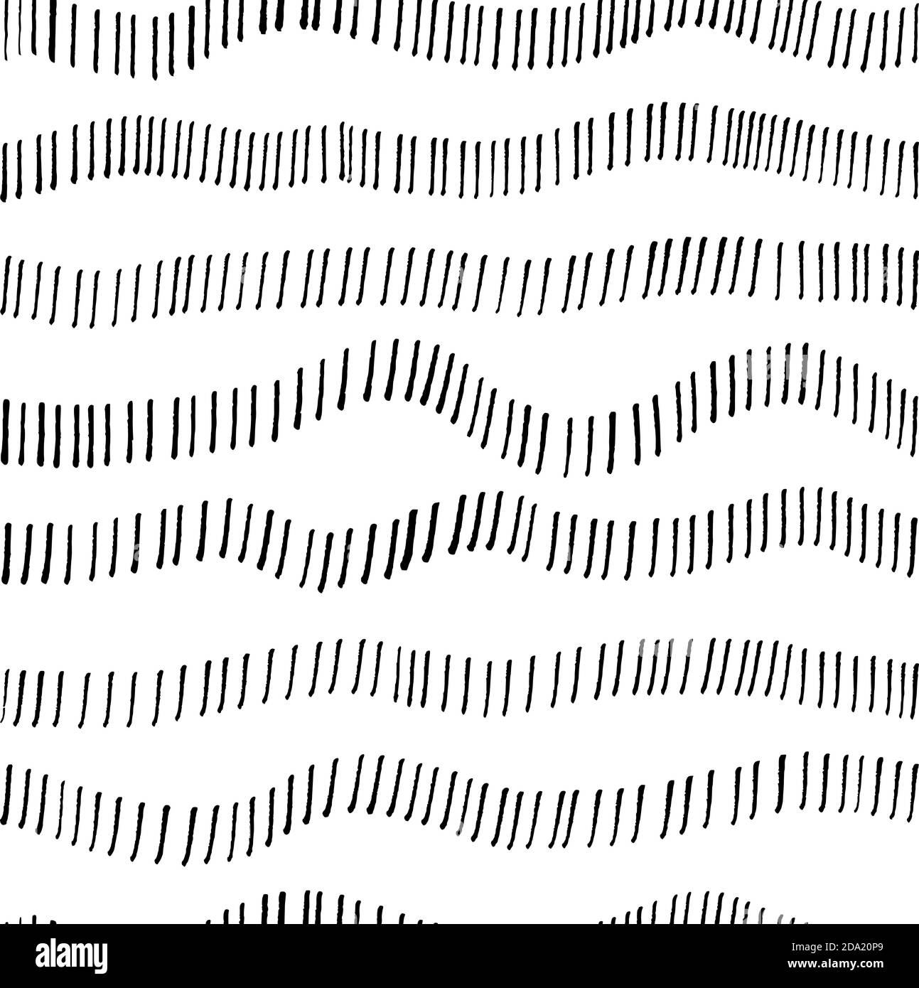 Linee tratteggiate ondulate disegnate a mano motivo senza giunture. Illustrazione Vettoriale