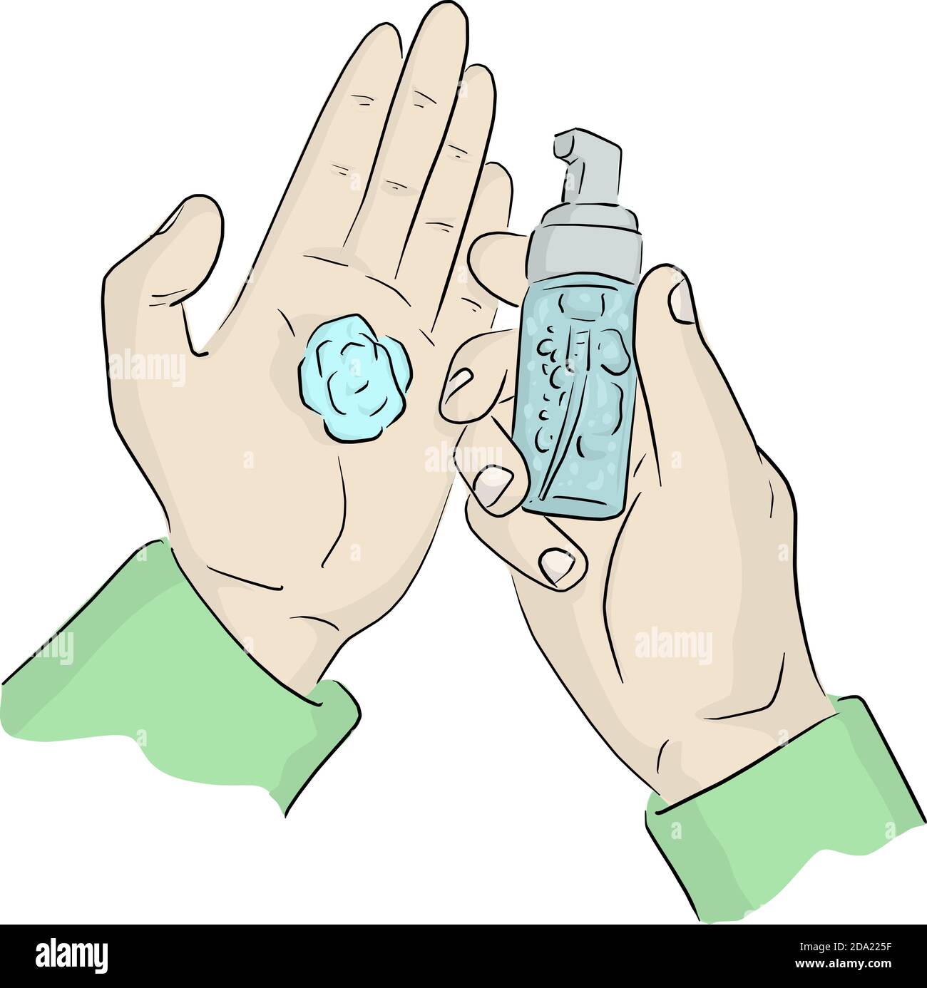 closeup mani lavando con vettore di gel di alcool Illustrazione Vettoriale