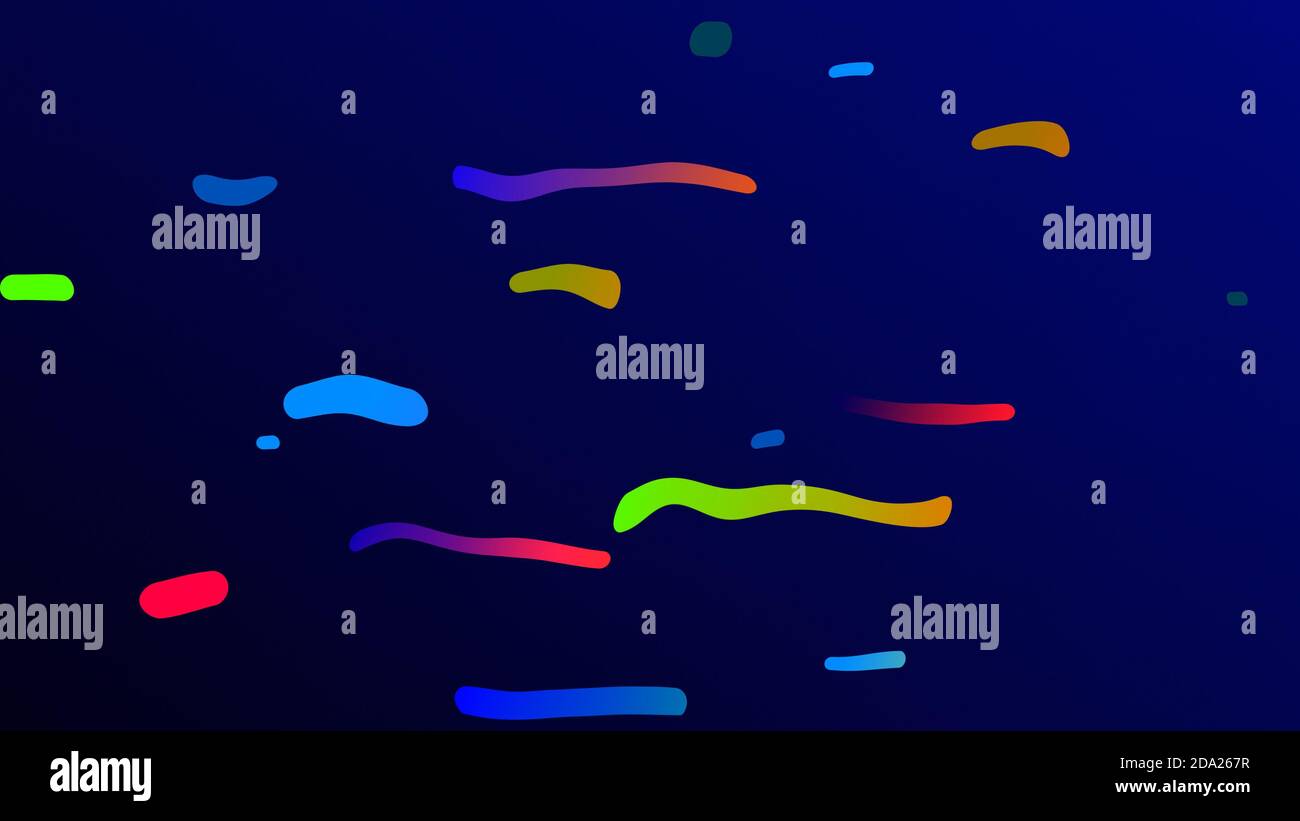 Uno sfondo trendy di linee curve o strisce incandescenti su blu scuro Foto Stock