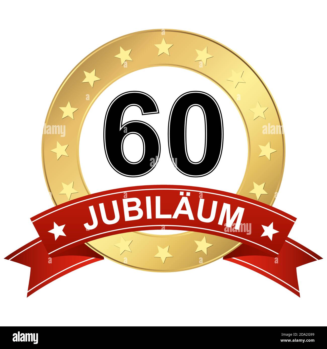 Tasto Jubilee con banner per 60 anni (testo in tedesco) Illustrazione Vettoriale