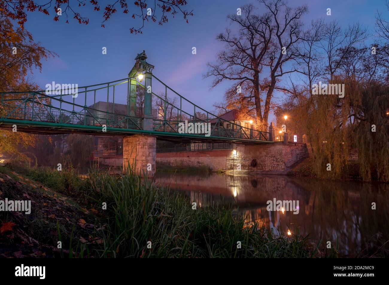 Bella foto del Ponte Verde a Opole, Polonia in serata Foto Stock