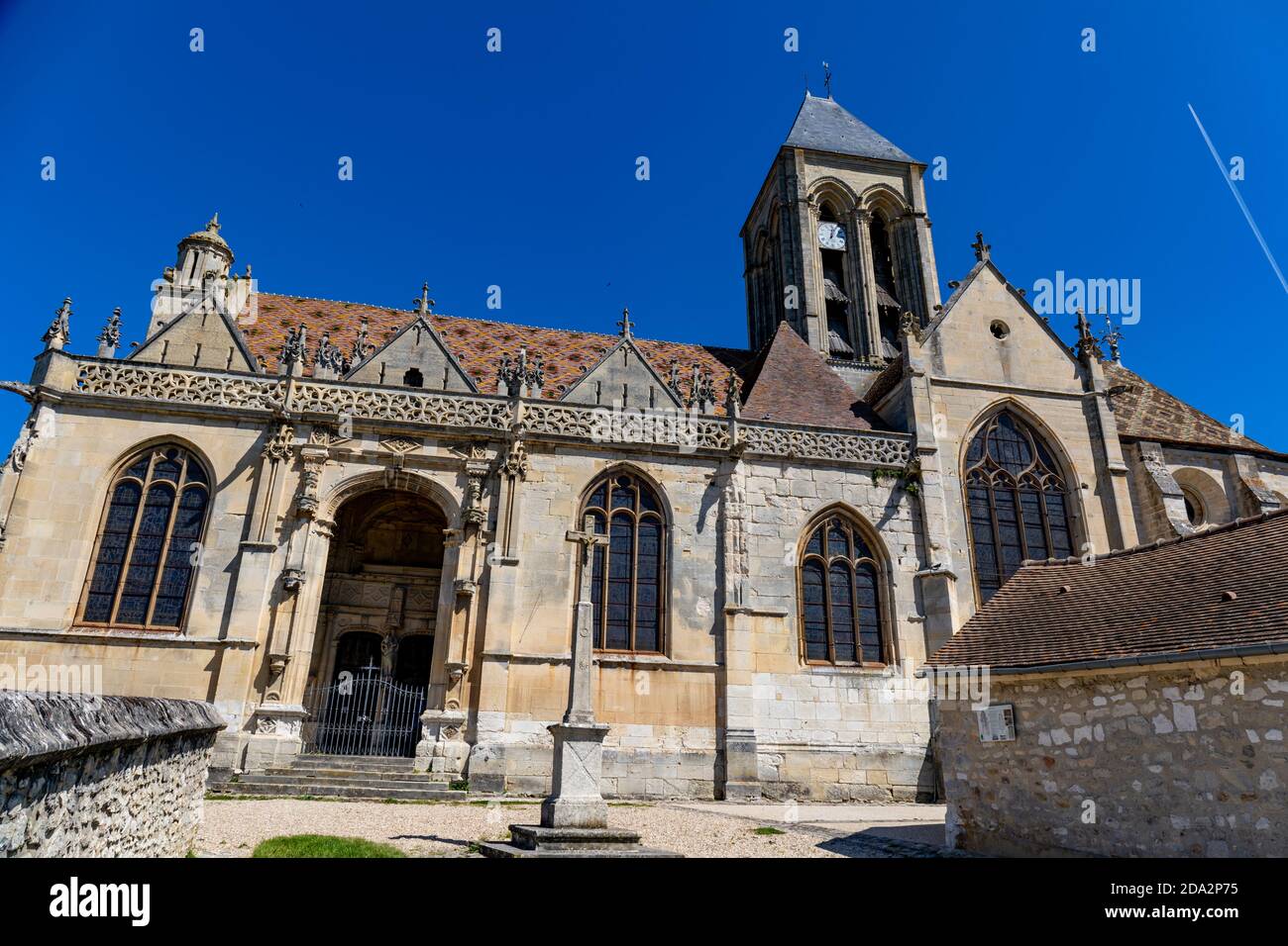 La chiesa di Vetheuil, Val d'Oise, Francia Foto Stock