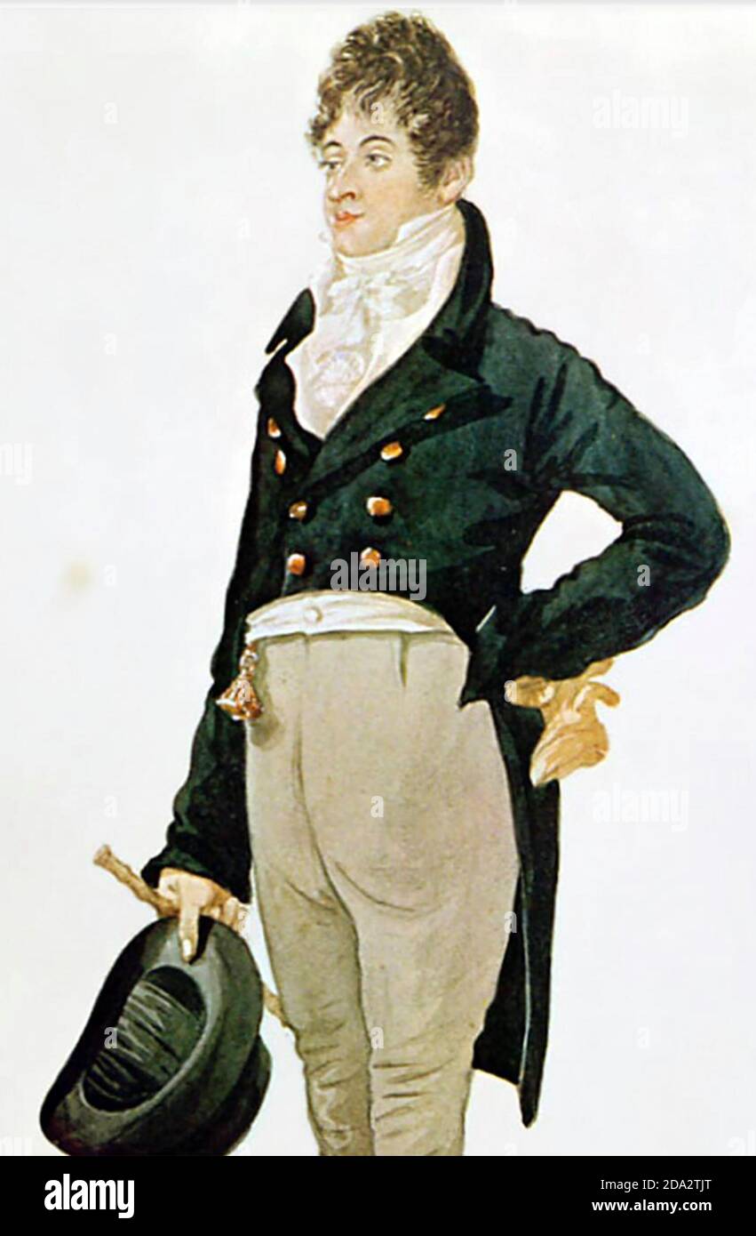 BEAU BRUMMELL (1778-1850), ospite della società inglese e icona della moda Regency Foto Stock