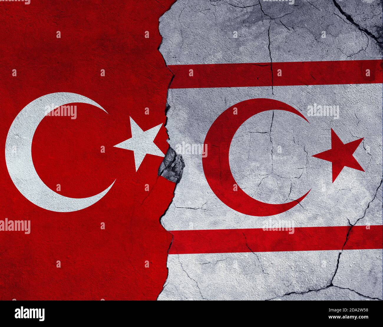 Bandiera turca e turca della Repubblica di Cipro del Nord, Flag Design Study Foto Stock