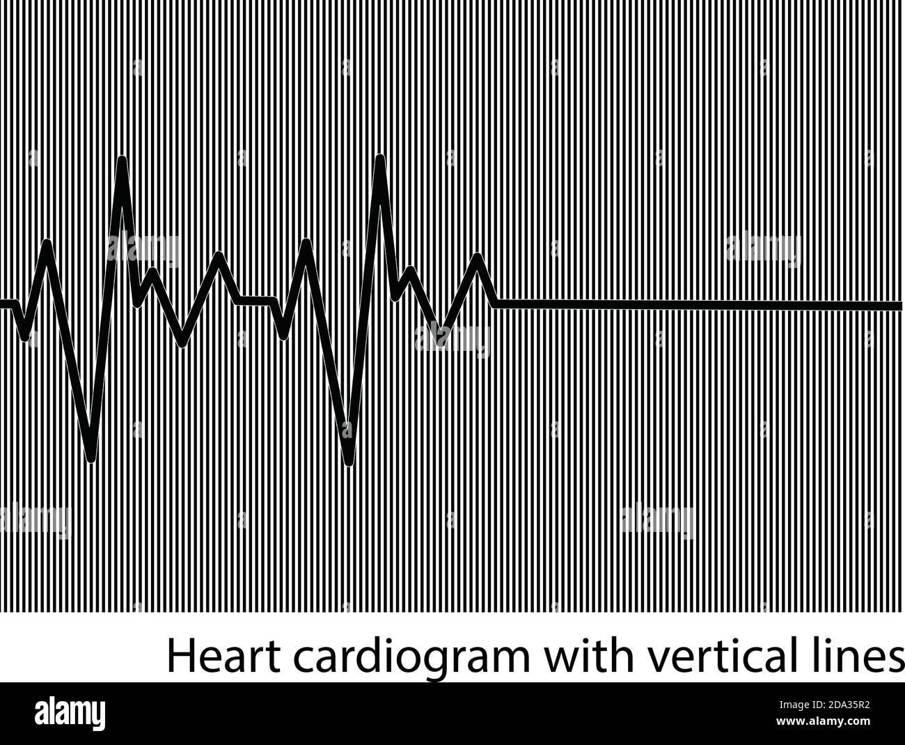 illustrazione del cardiogramma vettoriale a cuore nero sullo sfondo della verticale linee Illustrazione Vettoriale