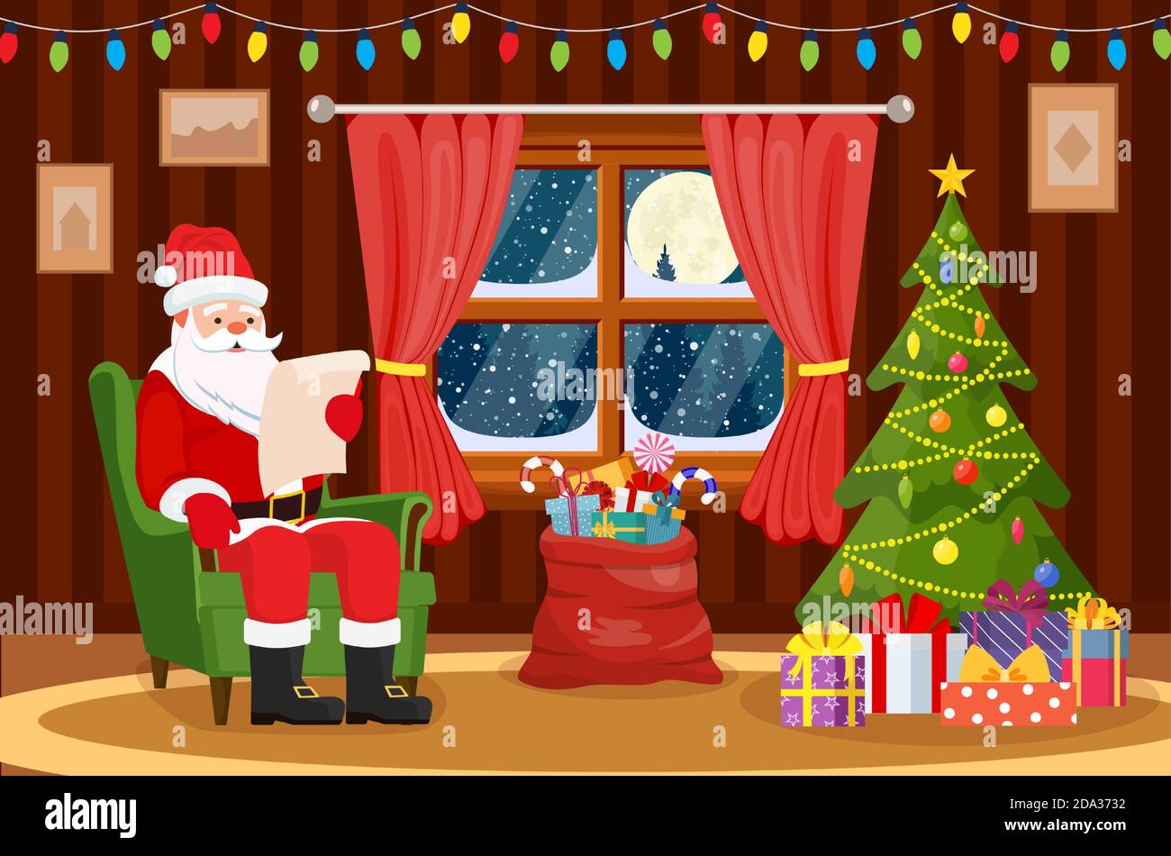 Babbo Natale seduto in poltrona Illustrazione Vettoriale