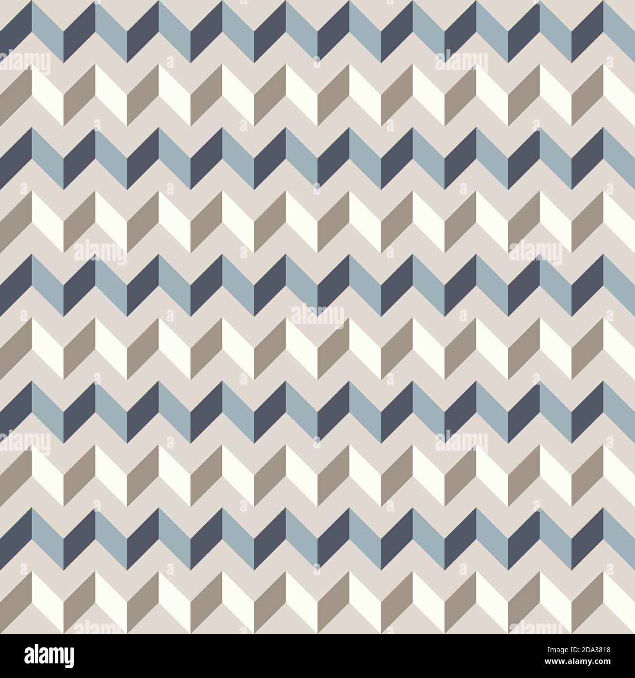 Sfondo geometrico astratto in colori neutri. Modello vettoriale senza giunture. Taupe marrone, blu scuro e colori naturali teal. Moda tessuto patchwork des Illustrazione Vettoriale