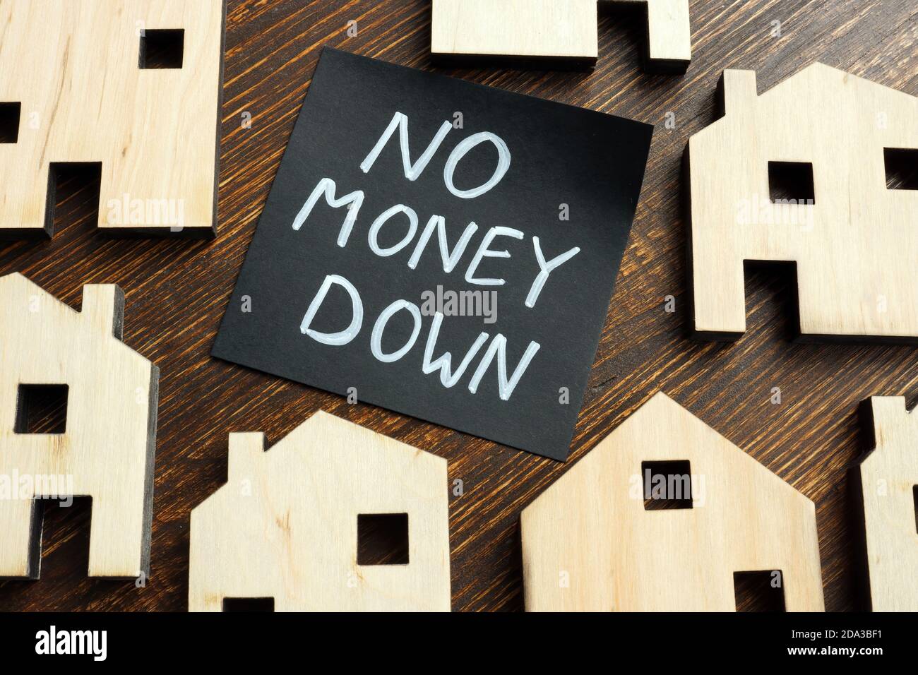 Nessun denaro giù mutuo casa ipotecario e piccole case. Foto Stock