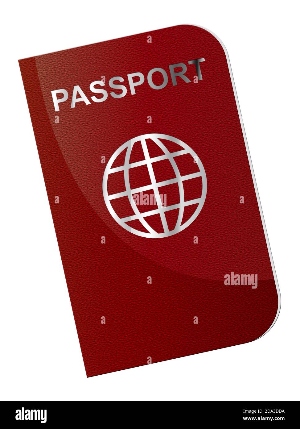 Roter Reisepass isoliert auf weißem Hintergrund Foto Stock