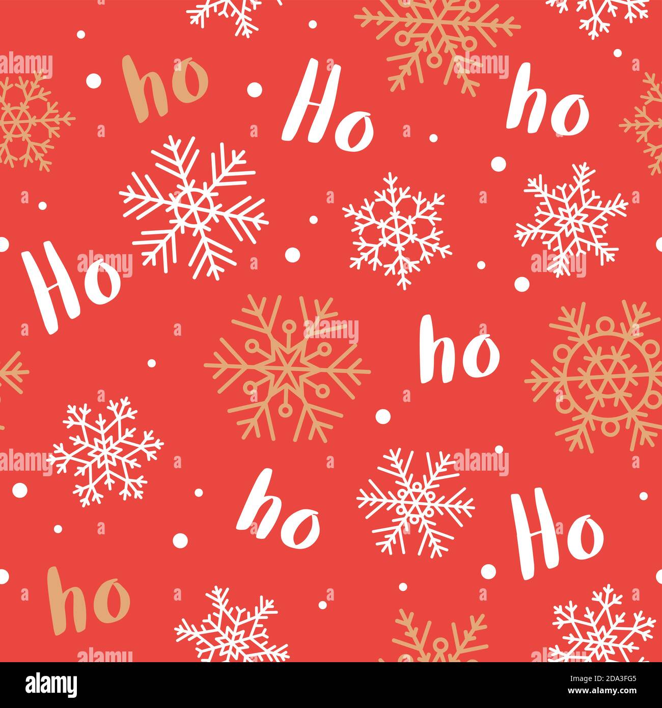 Ho-ho-ho-ho natale modello con lettere e fiocchi di neve. Illustrazione vettoriale Illustrazione Vettoriale